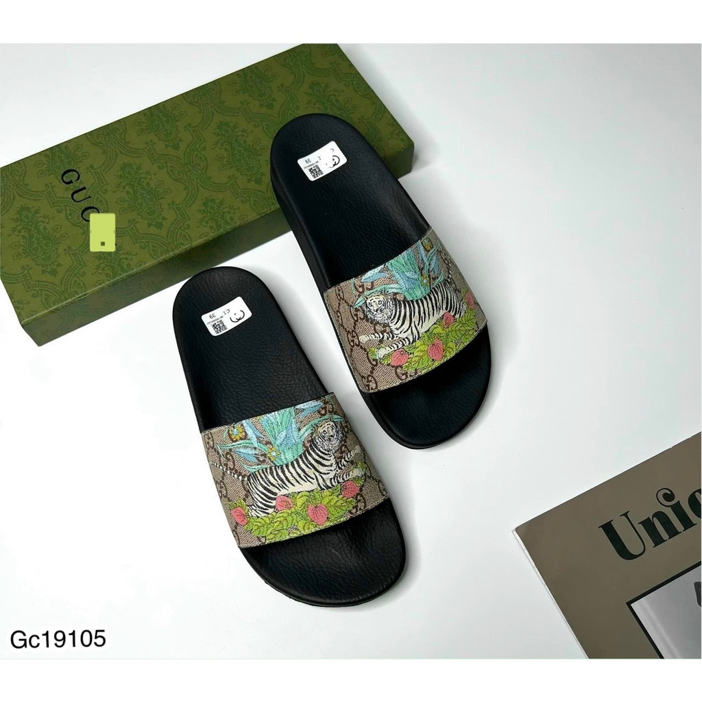 [Sẵn Hàng] Dép Quai Ngang GC Nam Nữ In Hình Hổ Cực Xịn - Dép Quai Ngang GC Nam Đế Cao Su Cực Bền