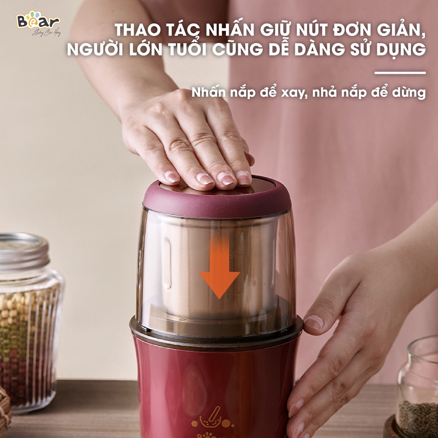 Máy xay bột khô Bear 200w, máy xay hạt khô, xay cafe, xay tiêu, HomeMart – Hàng chính hãng BH 18T