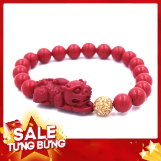 Vòng tay đá phong thủy Tỳ Hưu đỏ nhả ngọc (Size nữ) [cao cấp]