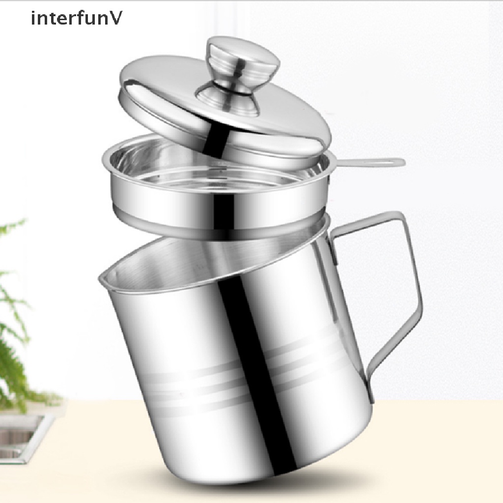 Bình Đựng Dầu Ăn Bằng Thép Không Gỉ 1.3L Kèm Đồ Lọc Mỡ Tiện Dụng