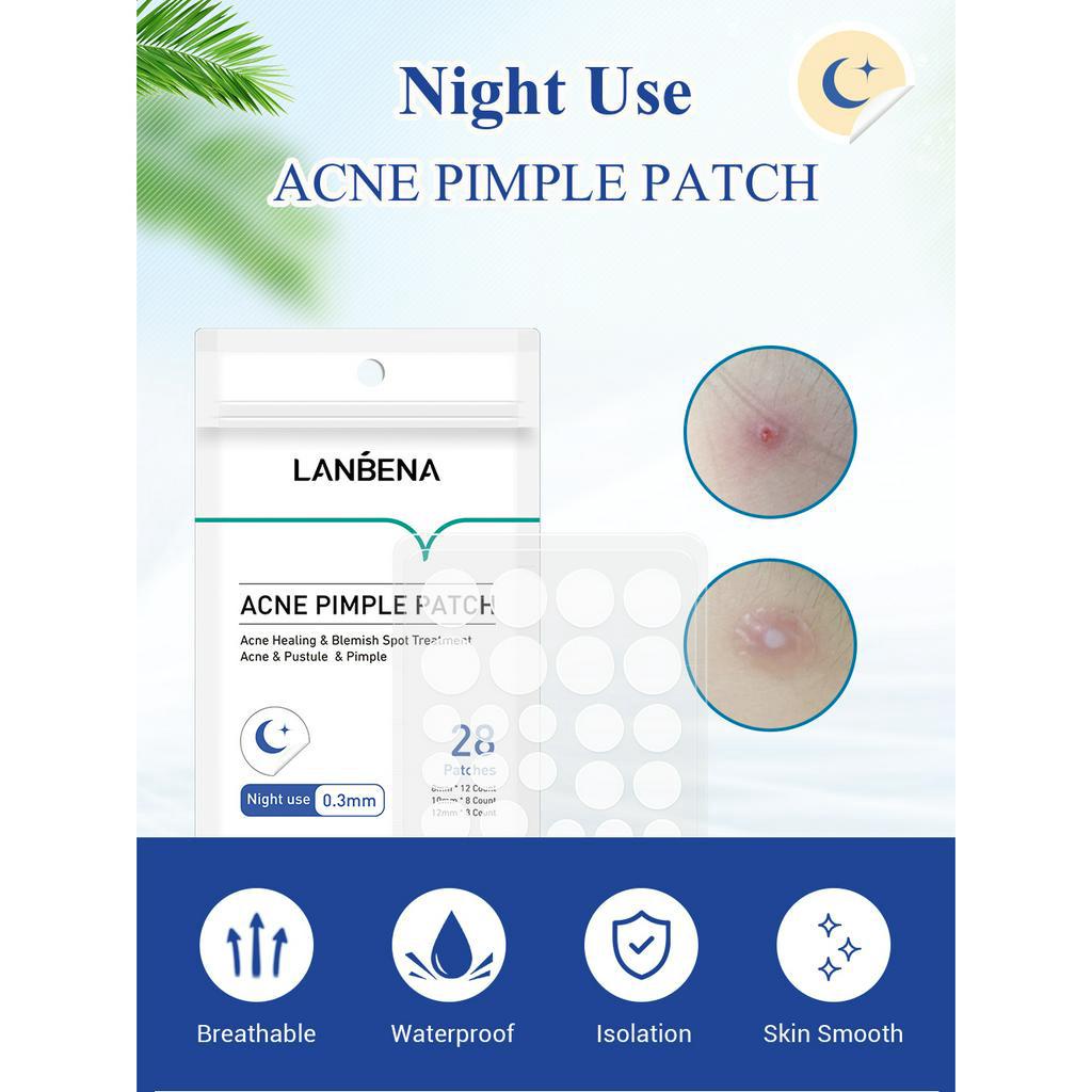 Miếng Dán mụn Lanbena Hỗ Trợ Giảm Mụn Lành Sẹo Mụn Trong Suốt Sử Dụng Hàng Ngày & Sử Dụng Ban đêm