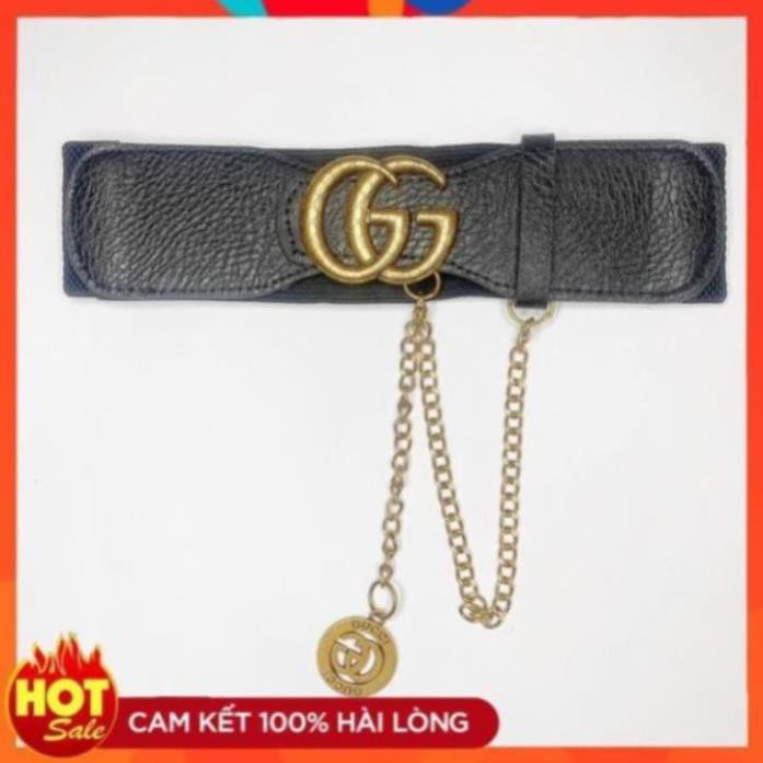 Đai váy bản da 3,5cm sang chảnh có dây xích