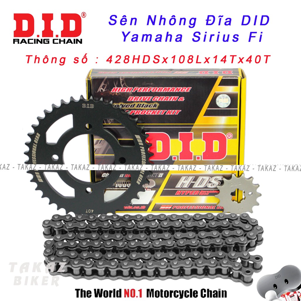 Sên nhông dĩa DID HDS Yamaha Sirius Fi - HDS 10 ly Thái Lan B1 mã sp