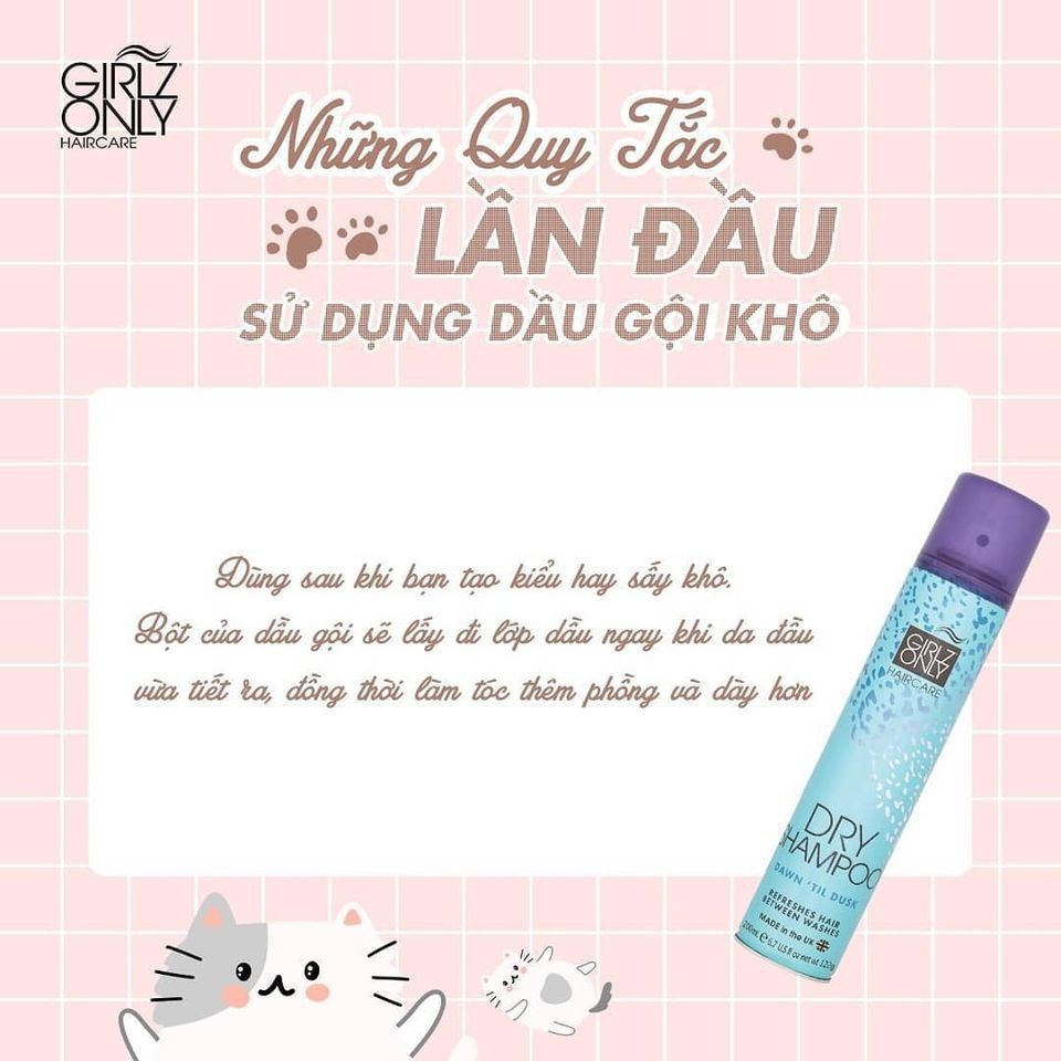 Dầu Gội Khô Giúp Tóc Sạch Dầu, Trở Nên Bồng Bềnh Ngay Lập Tức Girlz Only Dry Shampoo 200ml - Dawn 'Til Dusk (Xanh)