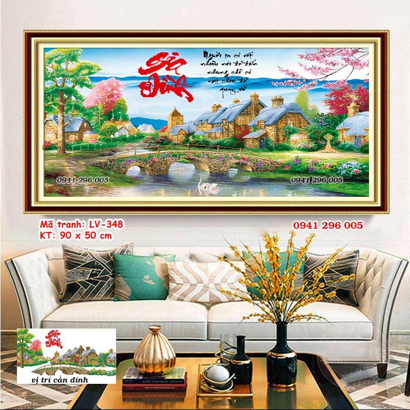 Tranh đính đá Gia Đình  - tranh chưa đính đá, không khung