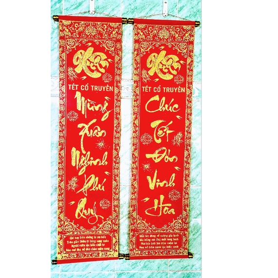 Cặp câu đối đỏ CD02 trang trí tết nhiều mẫu