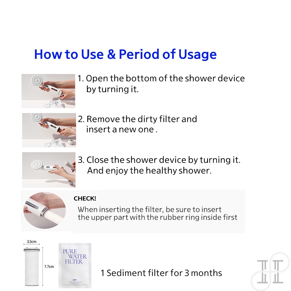 Viên nang lọc nhà tắm gắn đầu vòi hoa sen làm sạch nước tẩy gỉ