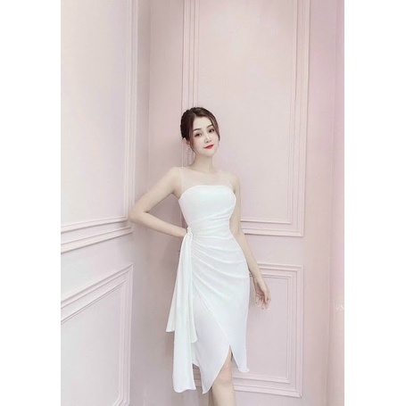 ĐẦM DỰ TIỆC TÀ ĐẮP CHÉO XOẮN EO