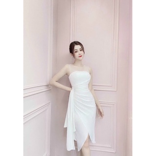 ĐẦM DỰ TIỆC TÀ ĐẮP CHÉO XOẮN EO
