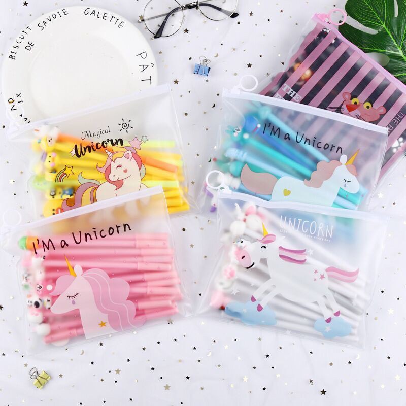 Túi Đựng Bút Trong Suốt, Túi Đựng Tài Liệu Khóa Zip A5 Khủng Long, Báo Hồng
