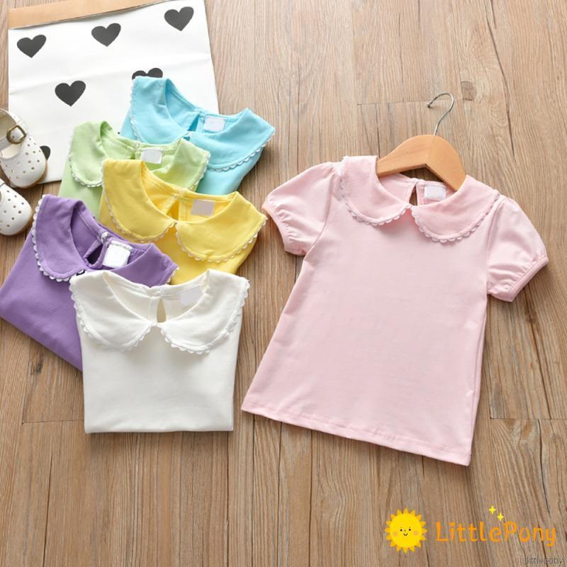 Summer Short Sleeve New Girl Baby Girl T-shirt Round Neck Half-sleeve Cotton Shirt