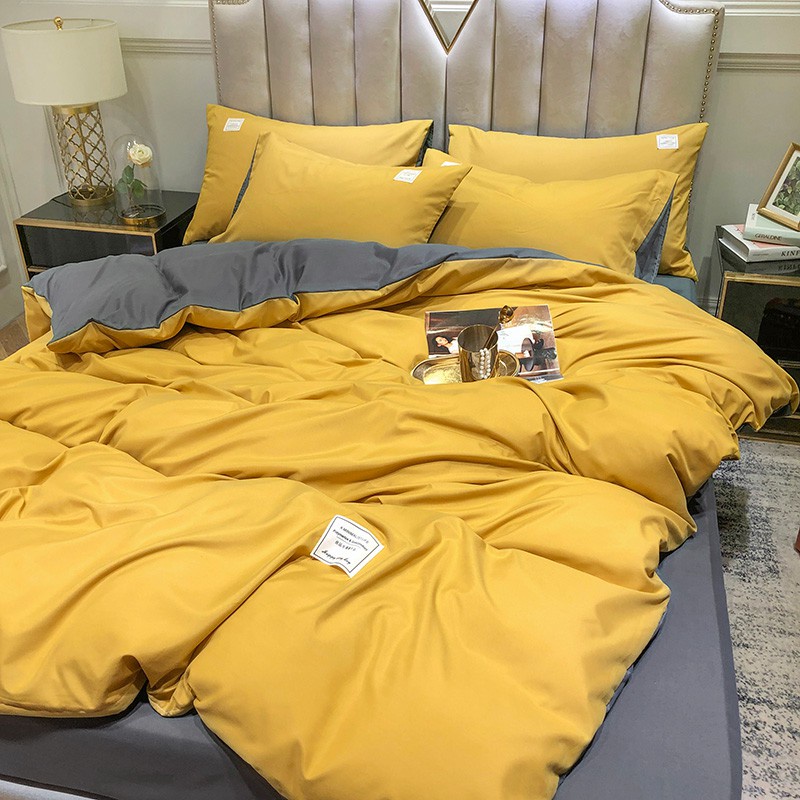 Bộ Chăn Ga Gối Cotton Tici Emmi Bedding  Vàng ga ghi, Drap Giường Đủ Size Nệm 1m, 1m2, 1m4, 1m6, 1m8, 2m2 Không Kèm Ruột