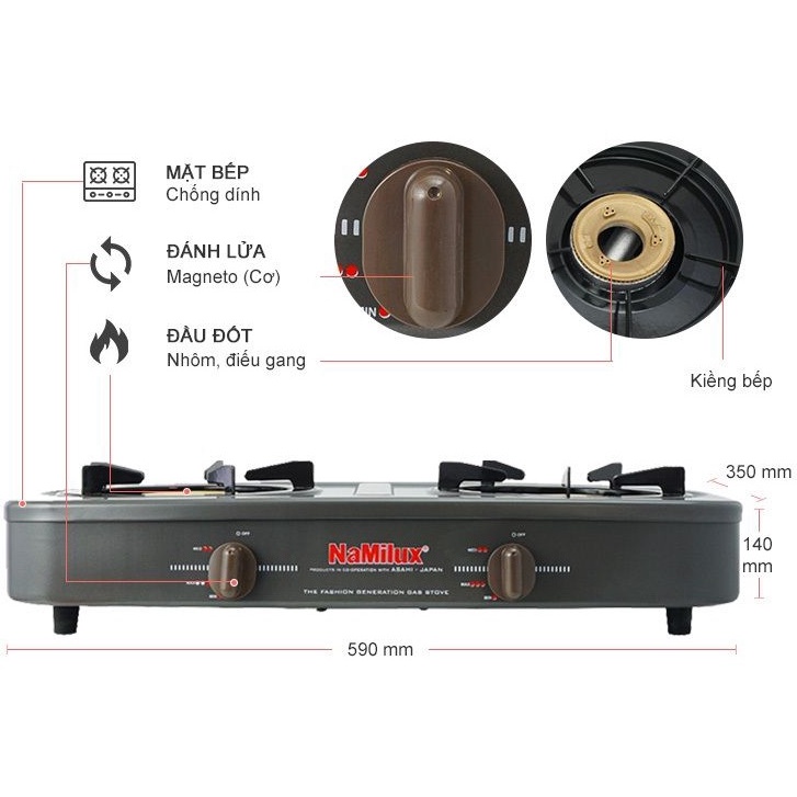 Bếp gas đôi để bàn Namilux 590SM