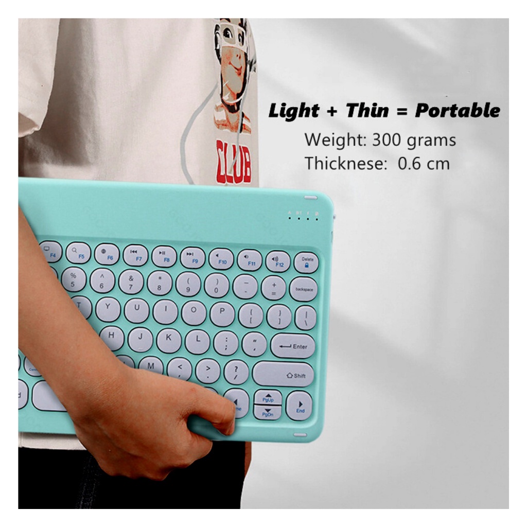 Bộ Bàn Phím Văn Phòng Và Chuột Bluetooth Không Dây 10 inch Gọn Nhẹ Cho iPad Android Tablet Windows Laptop