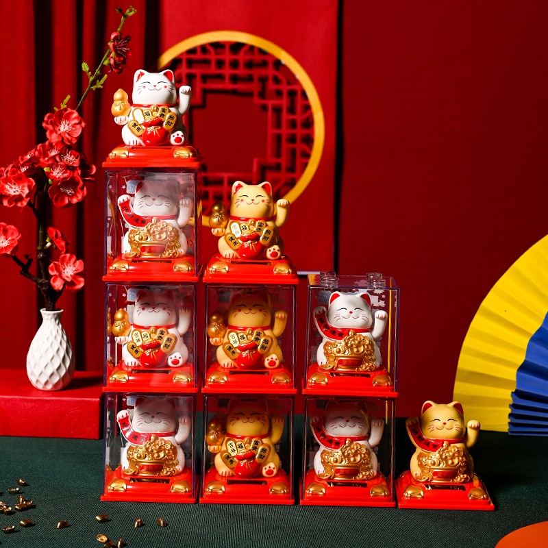 Mèo Thần Tài Vẫy Tay Dùng Năng Lượng Mặt Trời - Tài Vận Phú Quý, Trưng Bàn Thờ Ông Địa, Bàn Làm Việc - MS 336