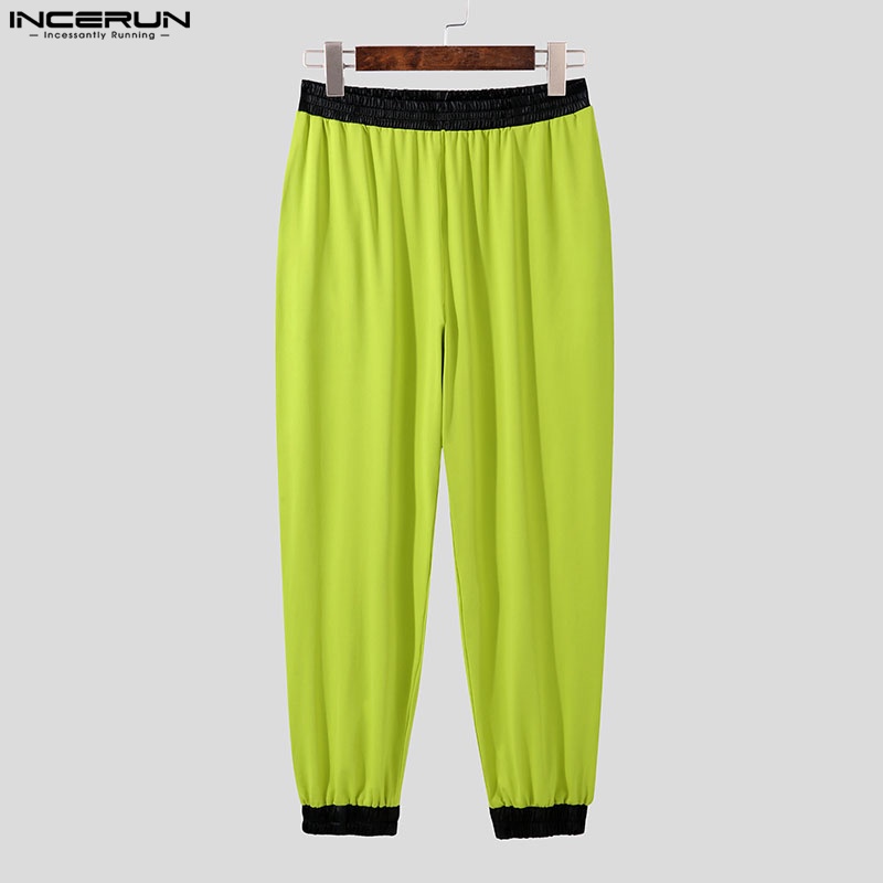 INCERUN Quần Dài Lưng Thun Phối Màu Thời Trang Cho Nam Có 3 Màu Lựa Chọn