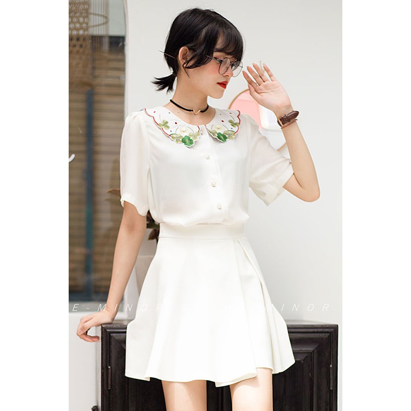ÁO SƠ MI TAY NGẮN THÊU CỔ [MINOR CATERINA] | BigBuy360 - bigbuy360.vn