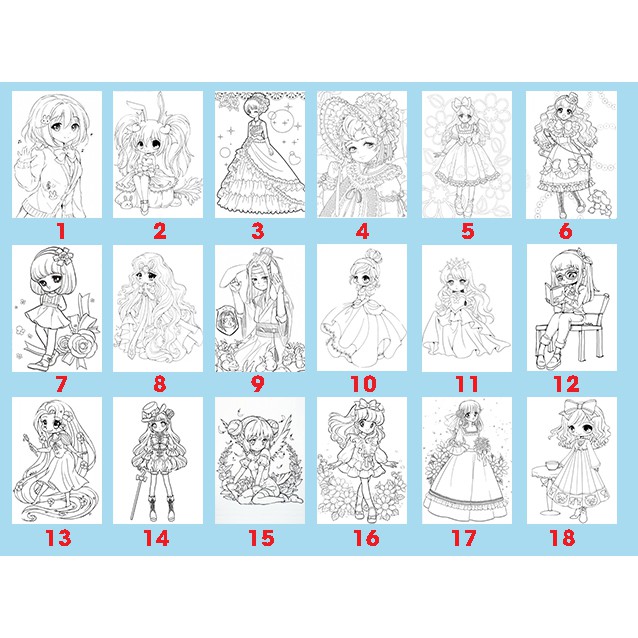 Tranh tô màu Anime CHIBI được chọn mẫu - Dành cho bạn trẻ đam mê, yêu thích sáng tạo
