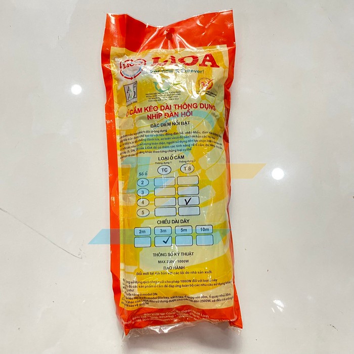 Ổ cắm điện 2 chấu 3 lỗ - 4 lỗ dây dài 3m/5m LIOA