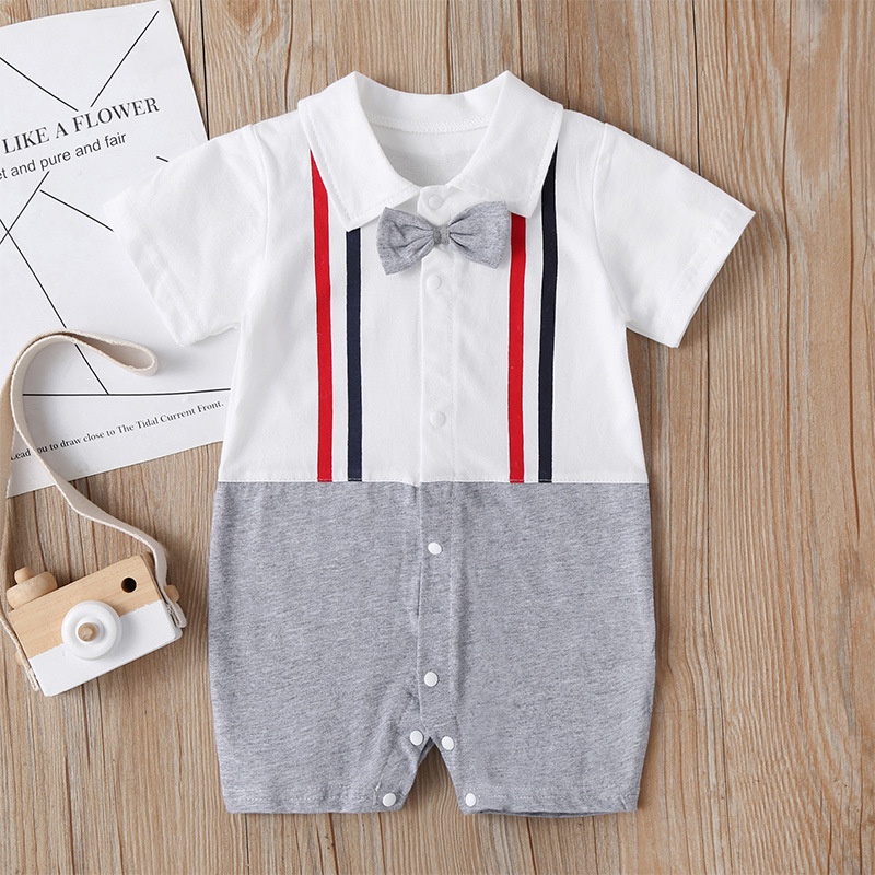 Bộ Áo Liền Quần Gắn Nơ Phong Cách Giáng Sinh Dành Cho Bé Trai 0-18 Tháng Tuổi