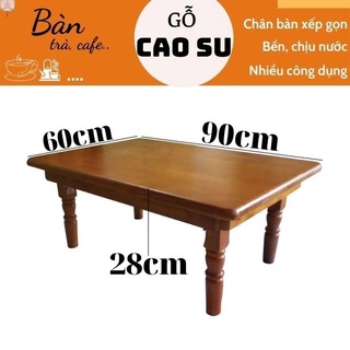 Bàn gỗ xếp gọn chân tiện 90x60x28cm (Vàng cánh gián)