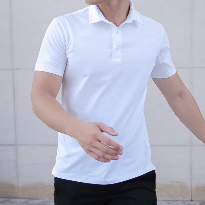 Áo Thun Có Cổ Polo Cá Sấu 4 Chiều Andromeda Ngắn Tay Màu Trắng Đồng Phục Dùng Chung Cho Nam Và Nữ