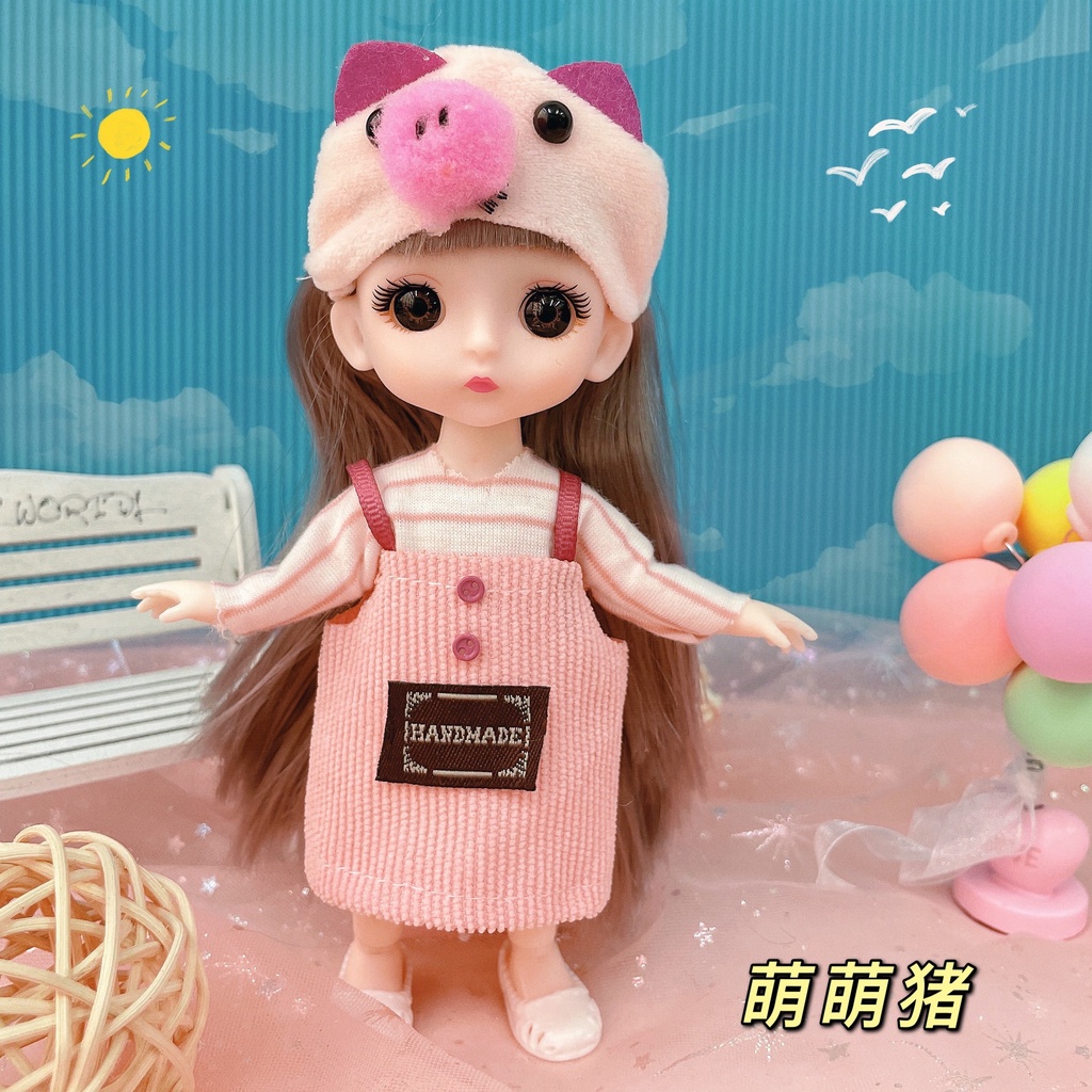 Bộ Búp Bê Công Chúa Mặc Đầm Xinh Xắn Kích Thước 17Cm 1:8