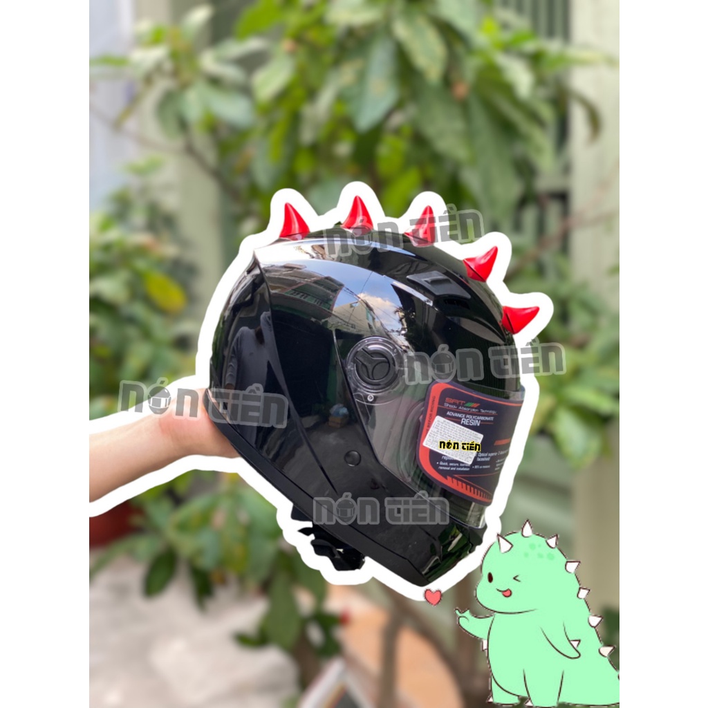 Mũ fullface AGU TRẮNG bóng combo lên sừng tiểu quỷ cute, TẶNG TÚI RÚT CHÍNH HÃNG và BH 365 NGÀY