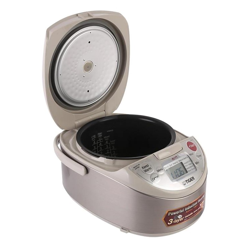 Nồi cơm điện tử nắp gài cao tần IH 1L Tiger JKW-A10W 1210W màu inox viền cà phê sữa - Hàng chính hãng