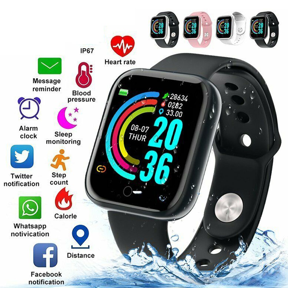 Y68 đồng hồ thông minh D20 smartwatch Bluetooth5.0 không thấm nước Đếm bước thông minh Chức năng phát hiện nhịp tim