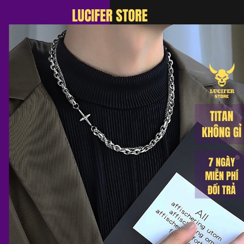 Dây chuyền Nam Bạc Đẹp Unisex Cá Tính Ngầu Thời Trang Nam Basic Enchanted Lucifer Store Vòng Titan không gỉ - Enchanted