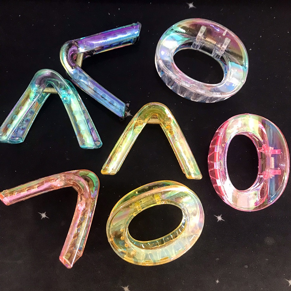 Kẹp tóc (gấp tóc) nhựa hologram nhiều màu kiểu chữ xinh xắn DTOnline (chọn mẫu)