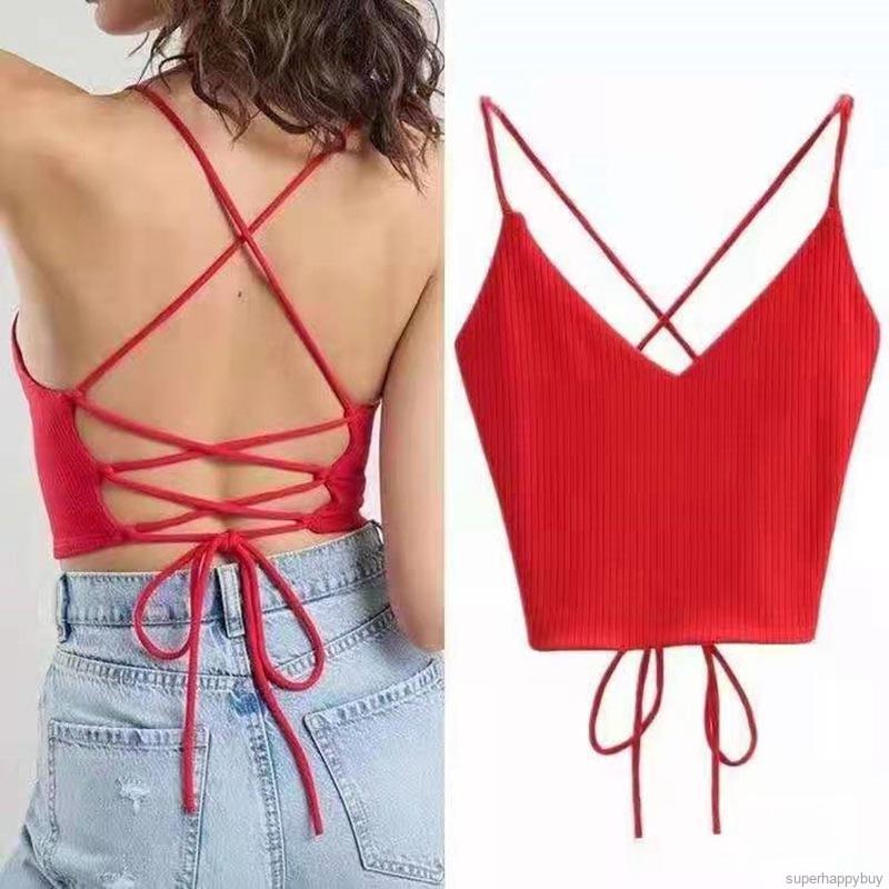 Áo Tank Top Dệt Kim Thiết Kế Cổ Chữ V Quyến Rũ Thời Trang Dành Cho Nữ