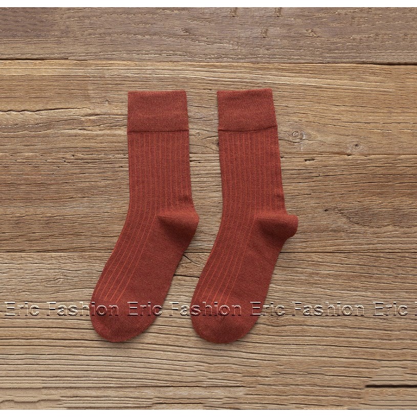 Tất cổ nhún, tất cổ cao, vớ nữ dài vải cotton co dãn phong cách hàn quốc vintage nhiều màu Eric Fashion