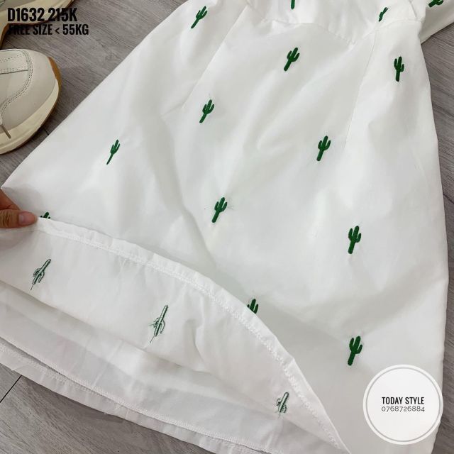 Đầm họa tiết xương rồng 🌵BAO ĐẸP D00108