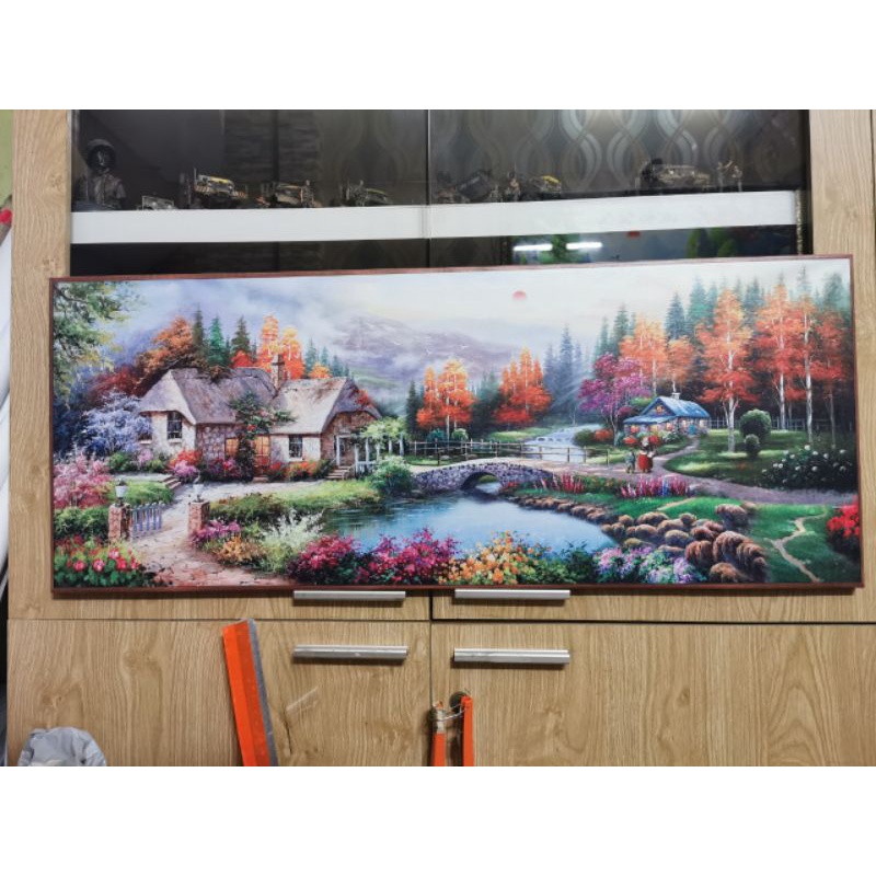 Tranh Treo Tường Canvas Phong Cảnh Nhà Cổ Châu Âu 100 x 40 cm TTT-0369