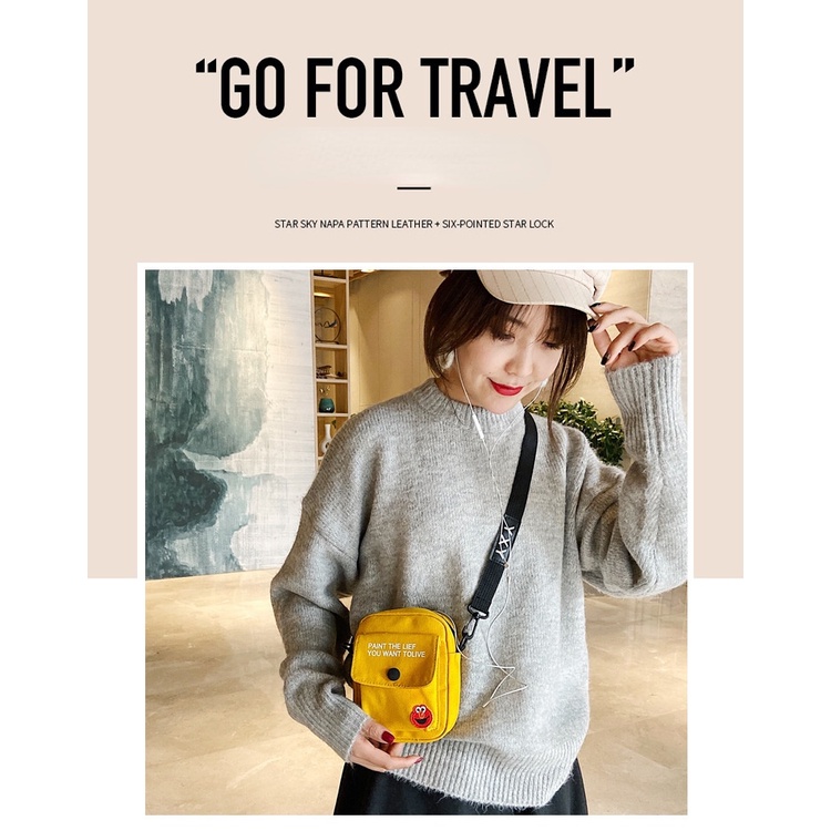 Túi đeo chéo dạng vuông nhỏ phong cách Harajuku Nhật Bản xinh xắn hợp thời trang dành cho nữ