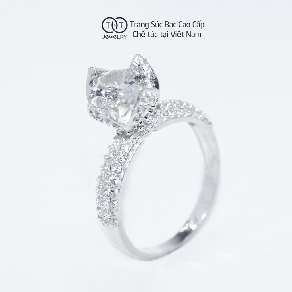 Nhẫn Bạc Nữ Hoa 4 Cánh s925 T&amp;T Jewelry cao cấp NN022