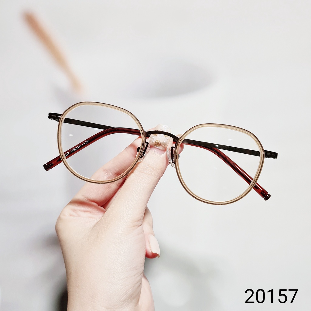 Gọng kính tròn nam nữ LILYEYEWEAR phù hợp mặt nhỏ giả cận kim loại thanh mảnh thời trang 20157