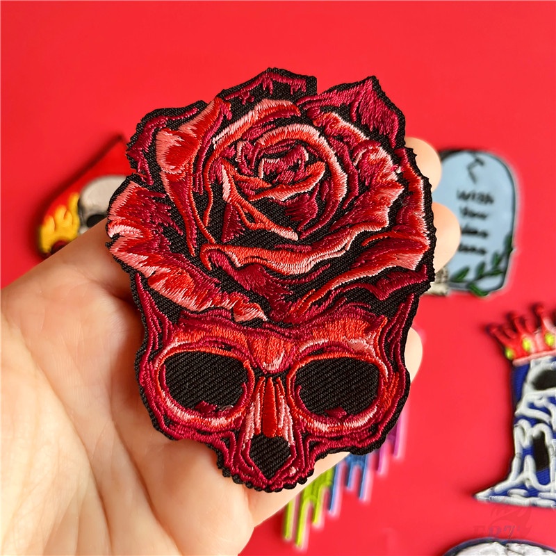 ☸ Sticker Ủi Thêu Hình Đầu Lâu Phong Cách Harajuku ☸ 1 Sticker Ủi Thêu Hình Huy Hiệu