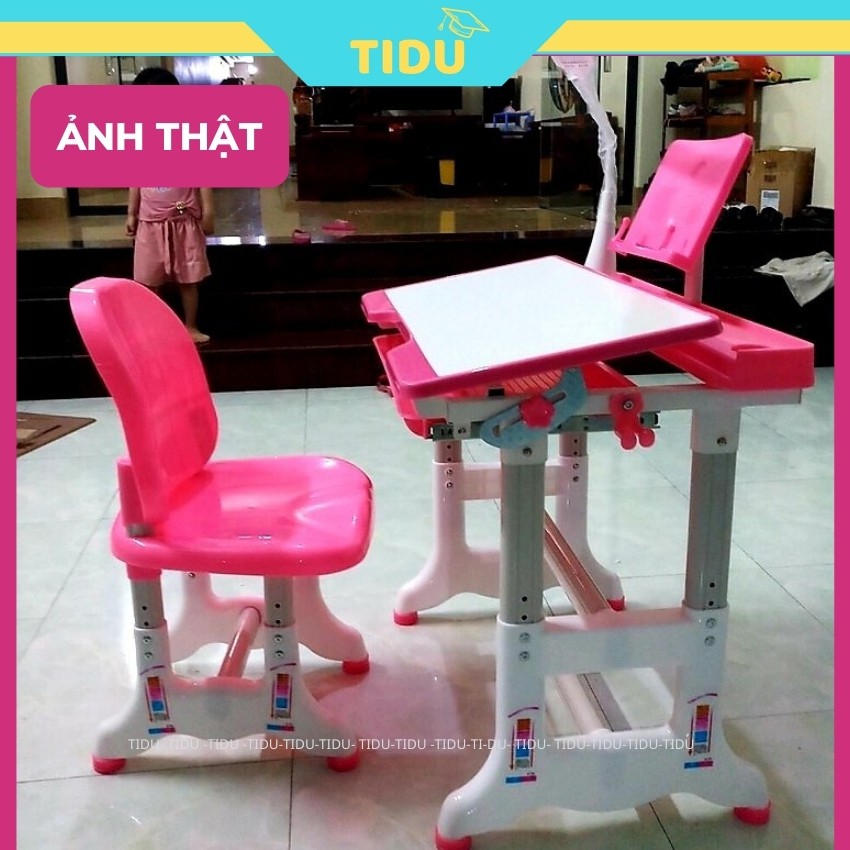 Bộ bàn ghế học sinh thông minh Tidu A02 bàn học chống gù chống cận cho trẻ em kt 50x70