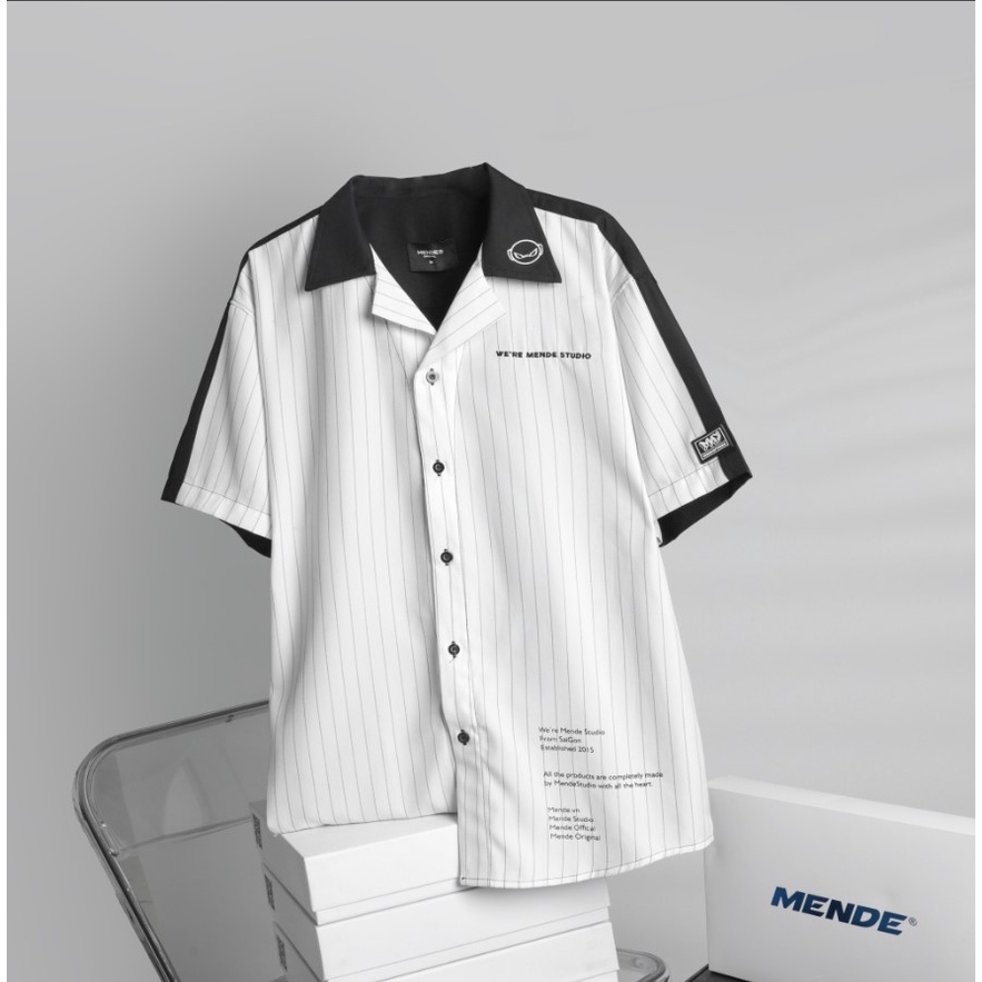 MENDE - Black And White Shirt - Áo sơ mi nam tay ngắn trắng đen