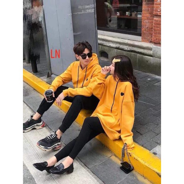 Áo hoodie nữ ❤FREESHIP❤ Áo đôi nam nữ nỉ cotton mịn ấm áp in hình tim đen ngực | BigBuy360 - bigbuy360.vn
