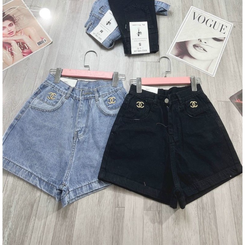 Quần short jean túi