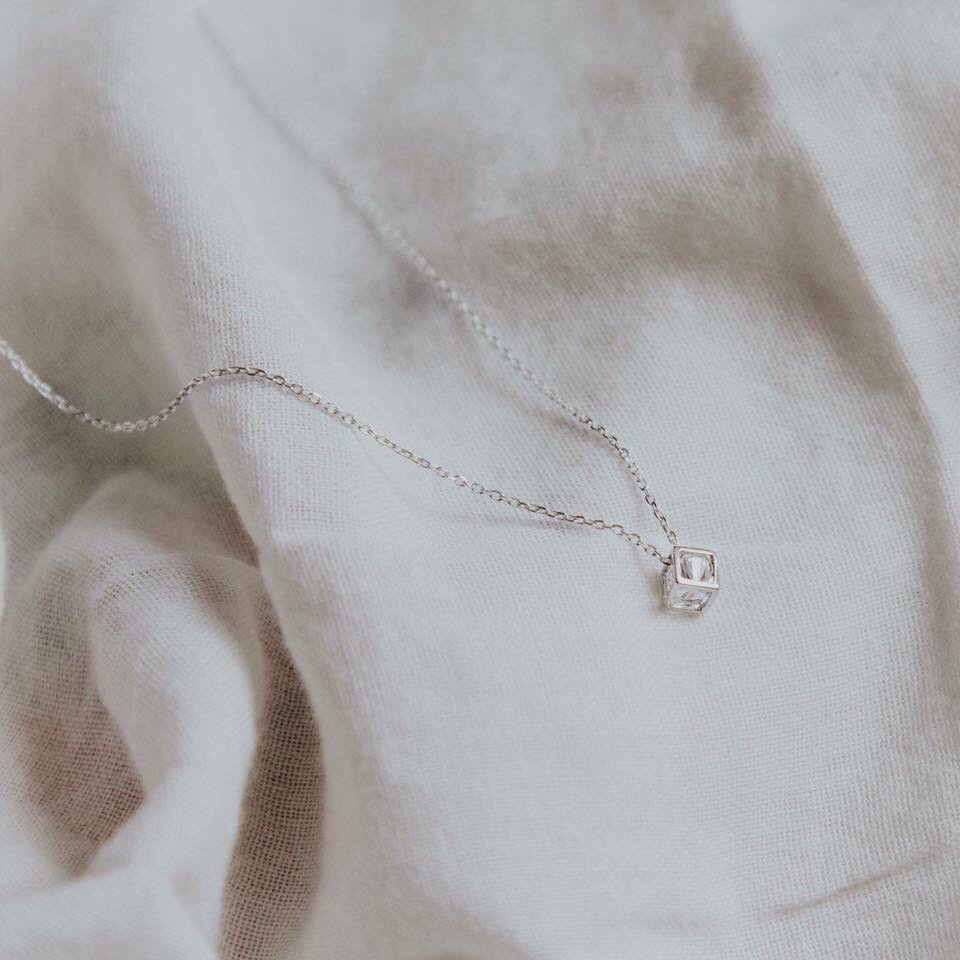 Dây chuyền bạc nữ TLEE mặt rubic mix dây hạt sợi mảnh TleeJewelry D0196