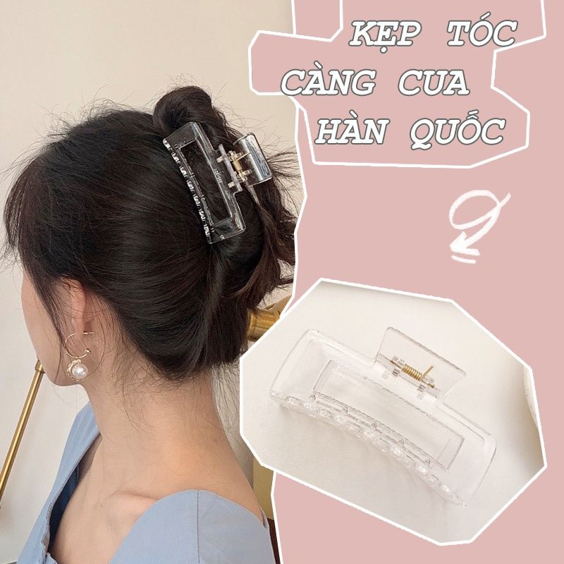 Kẹp Càng Cua Chữ Nhật Cỡ Lớn Nhựa Acrylic Trong Suốt Phong Cách Trẻ Trung, Thanh Lịch, Năng Động