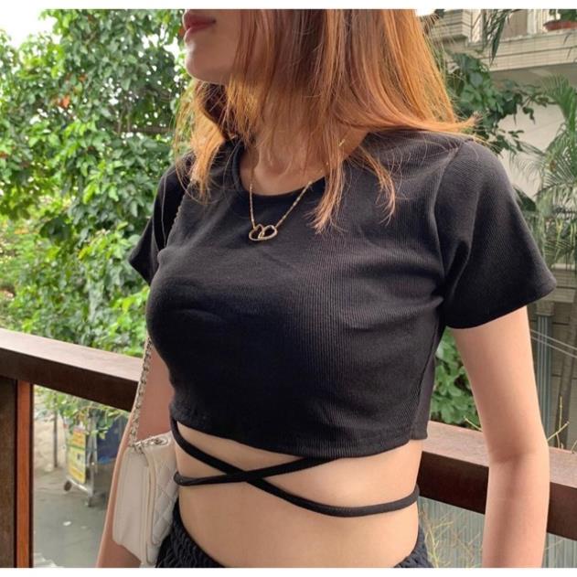 ÁO CROPTOP  ĐAN DÂY EO CỰC HOT XINH LẮM H20 [Hàng Siêu Cấp] | BigBuy360 - bigbuy360.vn