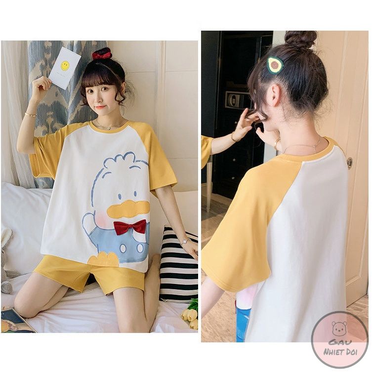 [Gấu Nhiệt Đới] Bộ Đồ Ngủ Mặc Nhà Họa Tiết Cute In 3D Kiểu Dáng Thời Trang Freesize Kèm Video Ảnh Thật