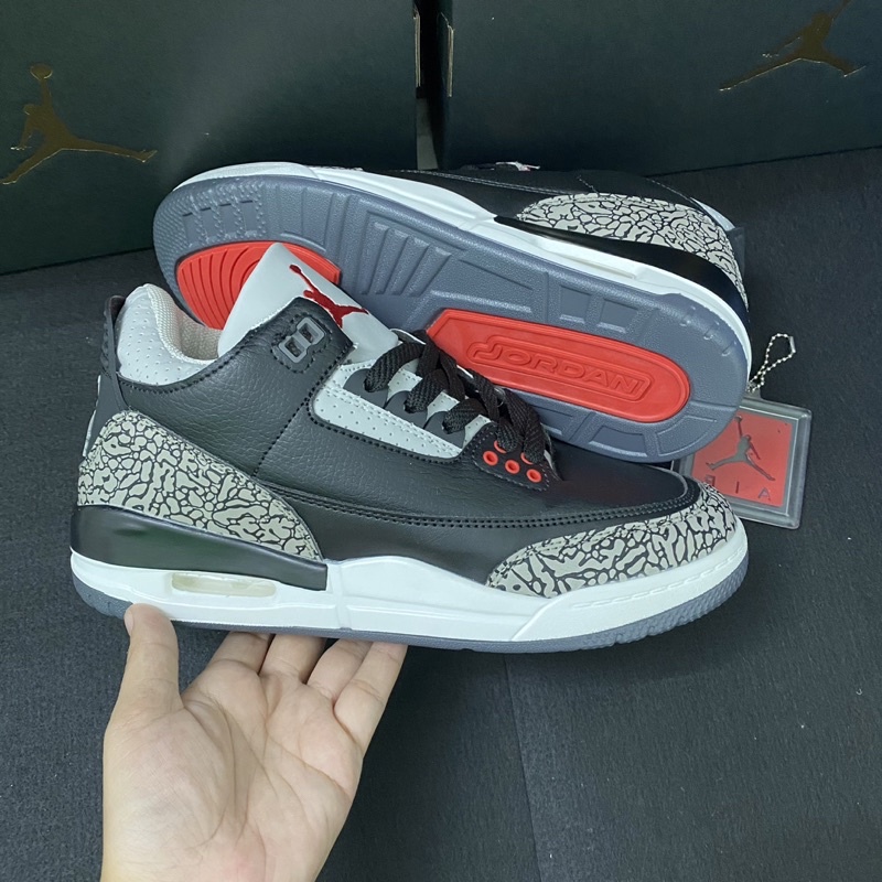 Giày bóng rổ Jordan 3 đen đỏ kèm tag đẹp fullbox