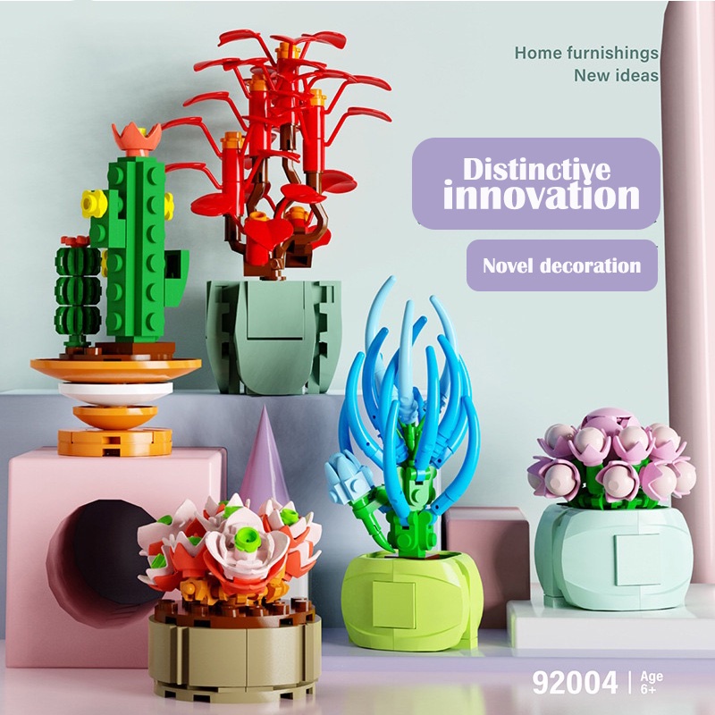 Blind Box Succulent Building Blocks Flower Plant Compatible Lego Small Particle Assembled Toy Gift